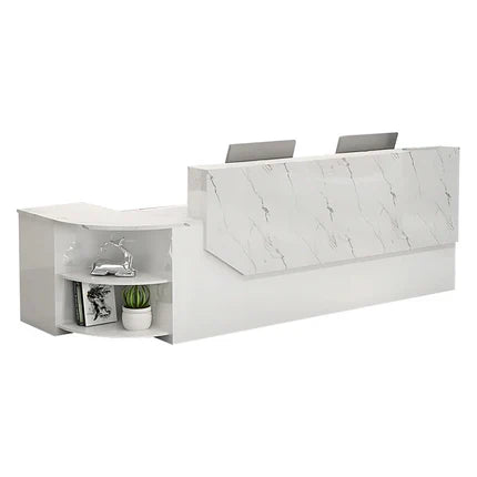 L-Shaped Reception Desk 55–126 in Wide, Two-Tone