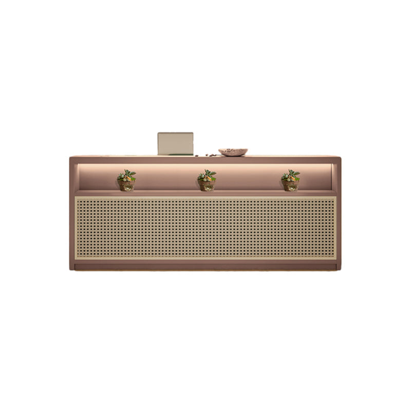 Rattan-Front Reception Desk 39–102 in Wide