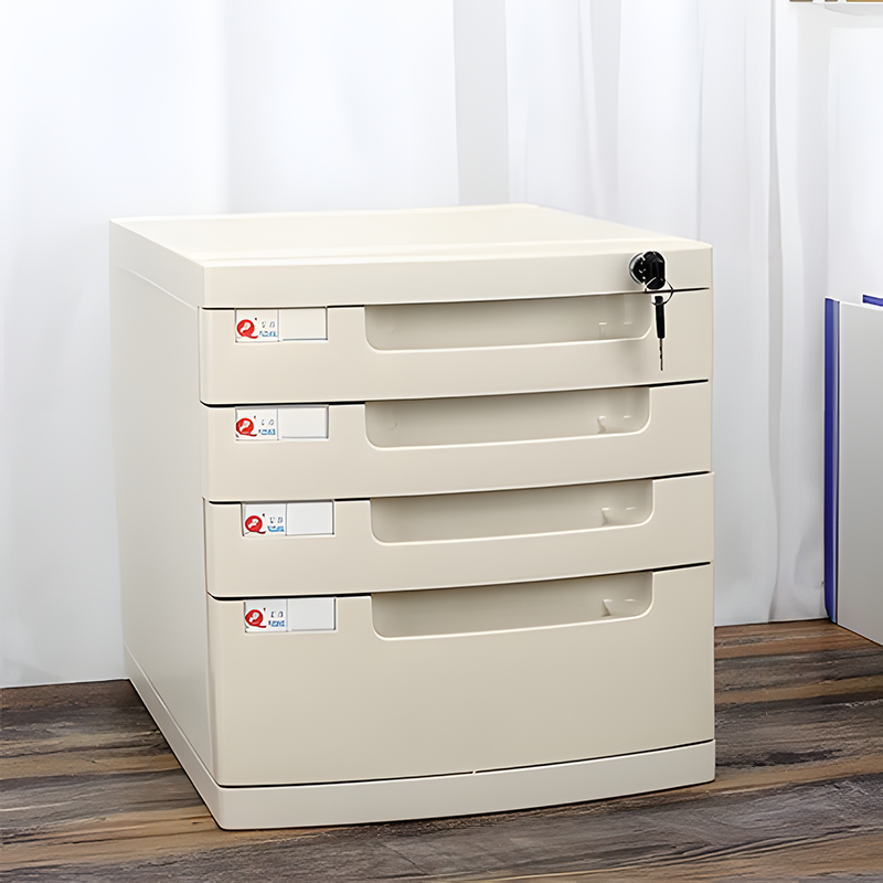 File Cabinet, Medium 4 layers White, White finish, for executive office workspace, modern executive office furniture