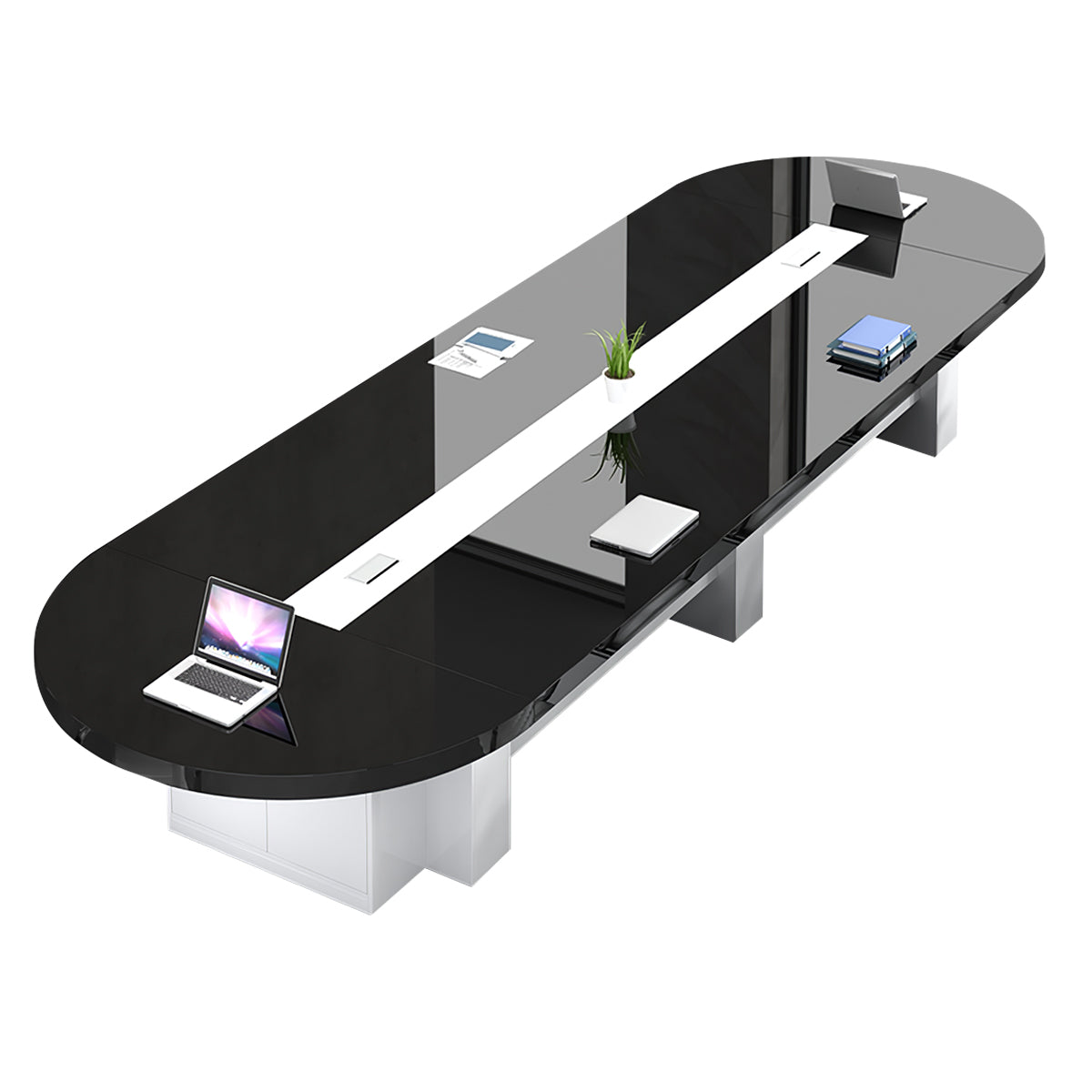 Conference Table, Black, Black finish, L138" x W59" x H30", for meeting room or boardroom, modern boardroom furniture