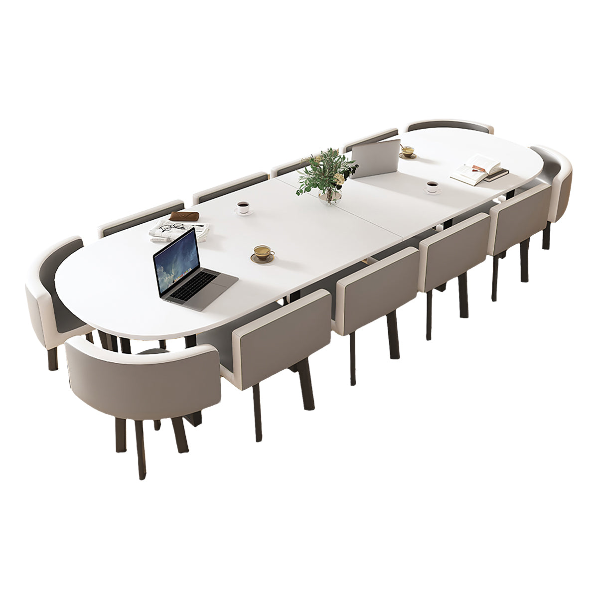 Minimalist Oval Conference Table and Chair Set for Meeting Room Zimasya