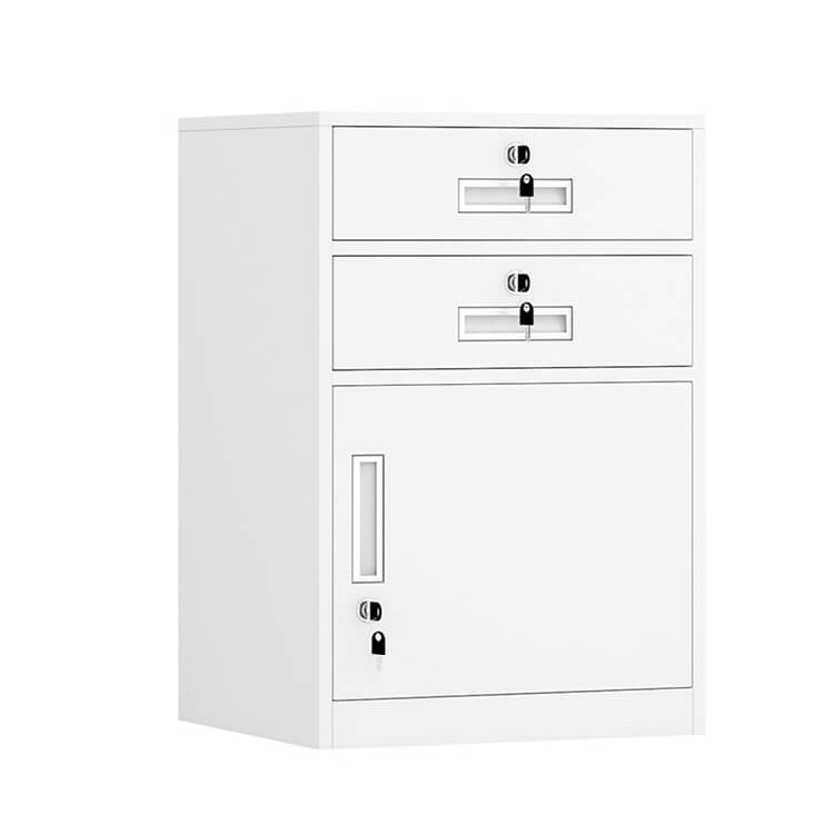 File Cabinet, 2 draw 1 door White, White finish, L17" x W15" x H26", for executive office workspace, modern executive office furniture