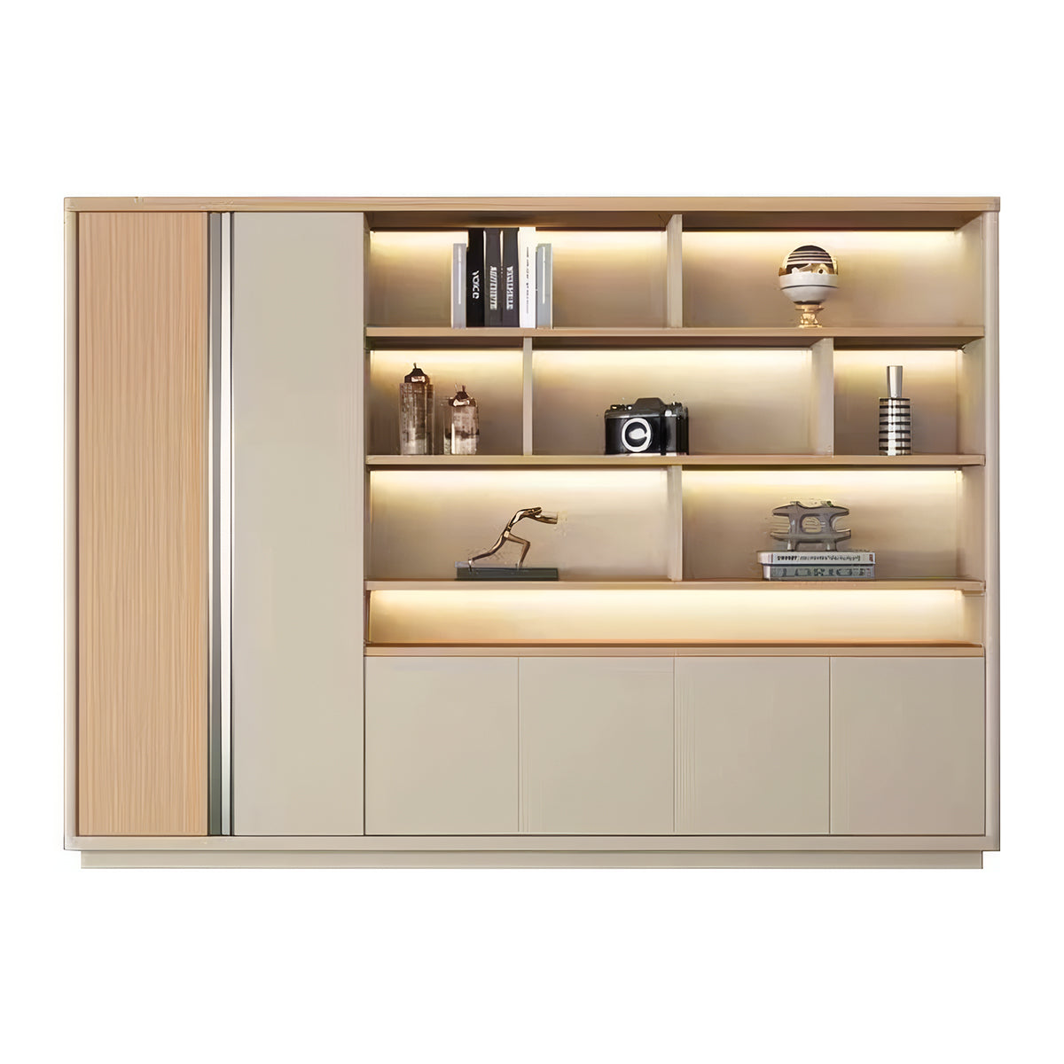 Storage Cabinet, variant product view, Modern Light Luxury Storage Cabinet With Ample Storage & Dedicated Wardrobe finish, L94" x W16" x H79", for...