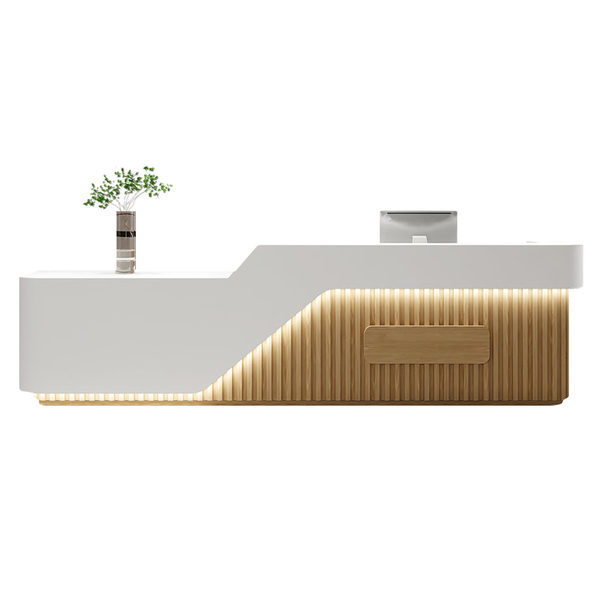 Slatted Reception Desk 47–142 in Wide with LED