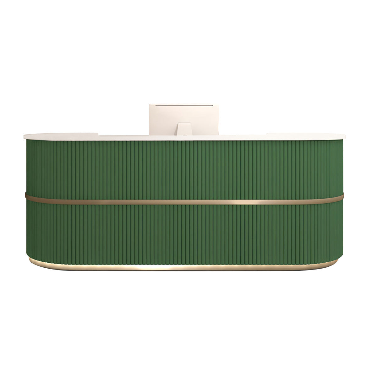 Curved salon reception desk in green color option