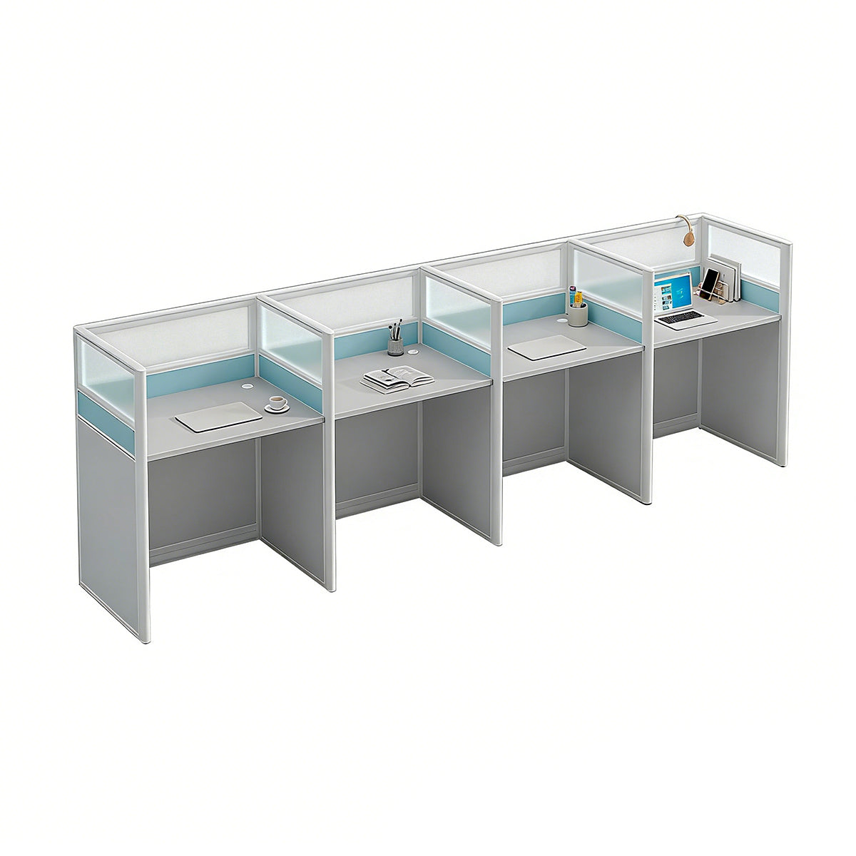 Modular Workstations & Desks-1, 4-Person, L132" x W26" x H43", for executive office workspace, modern executive office furniture