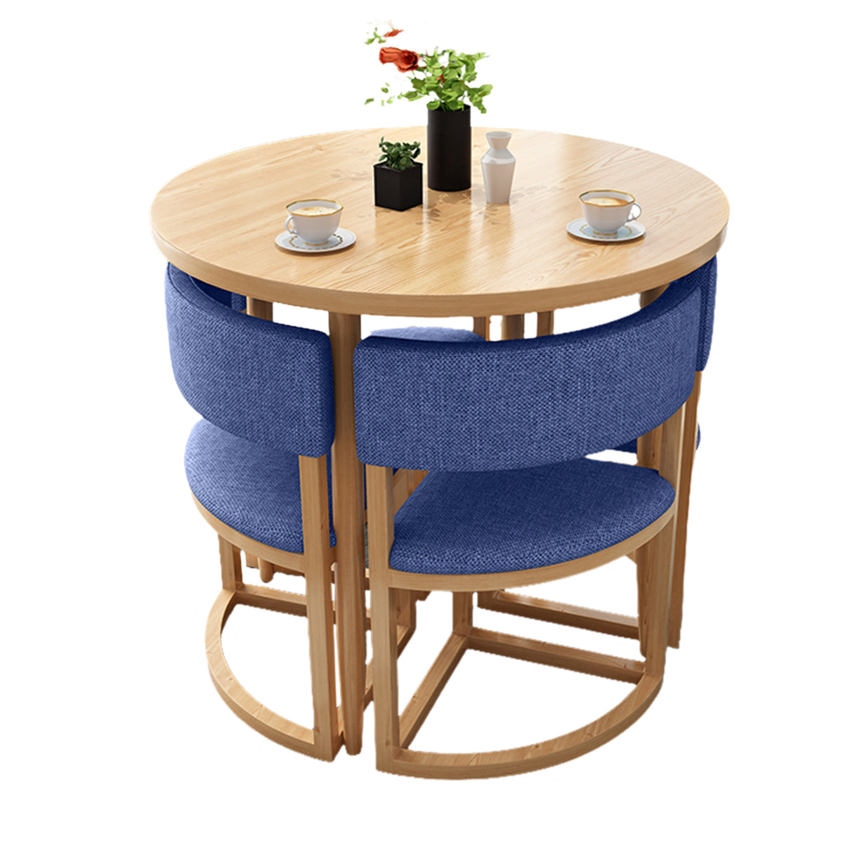 4-Seater Reception 31" Table and Chair Set with Space-Saving Design