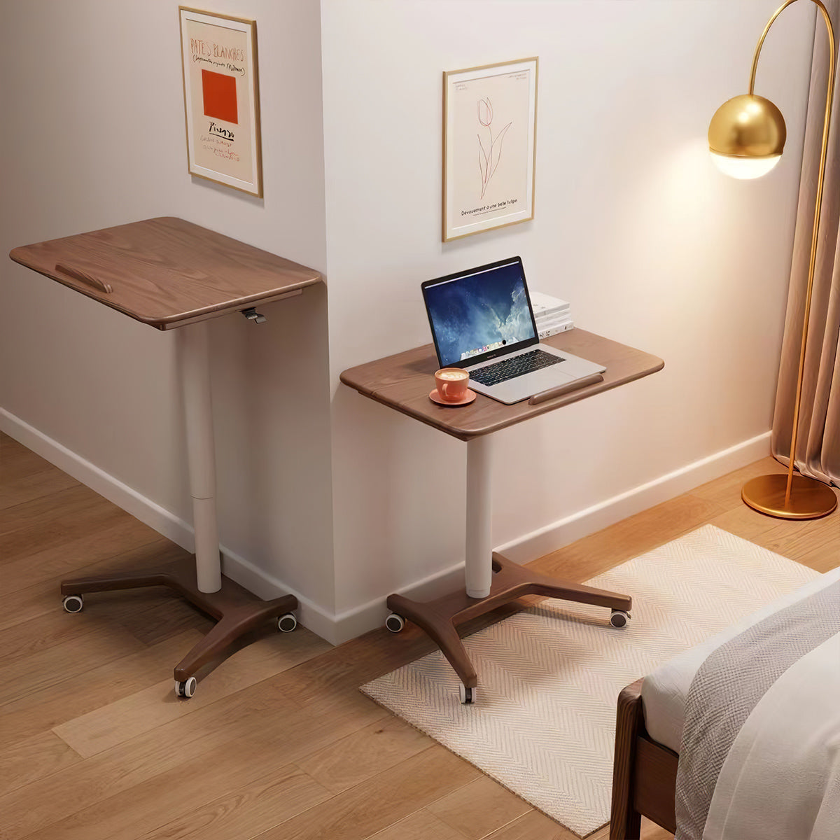 Folding Sit-Stand Desk 24–32 in Wide on Casters