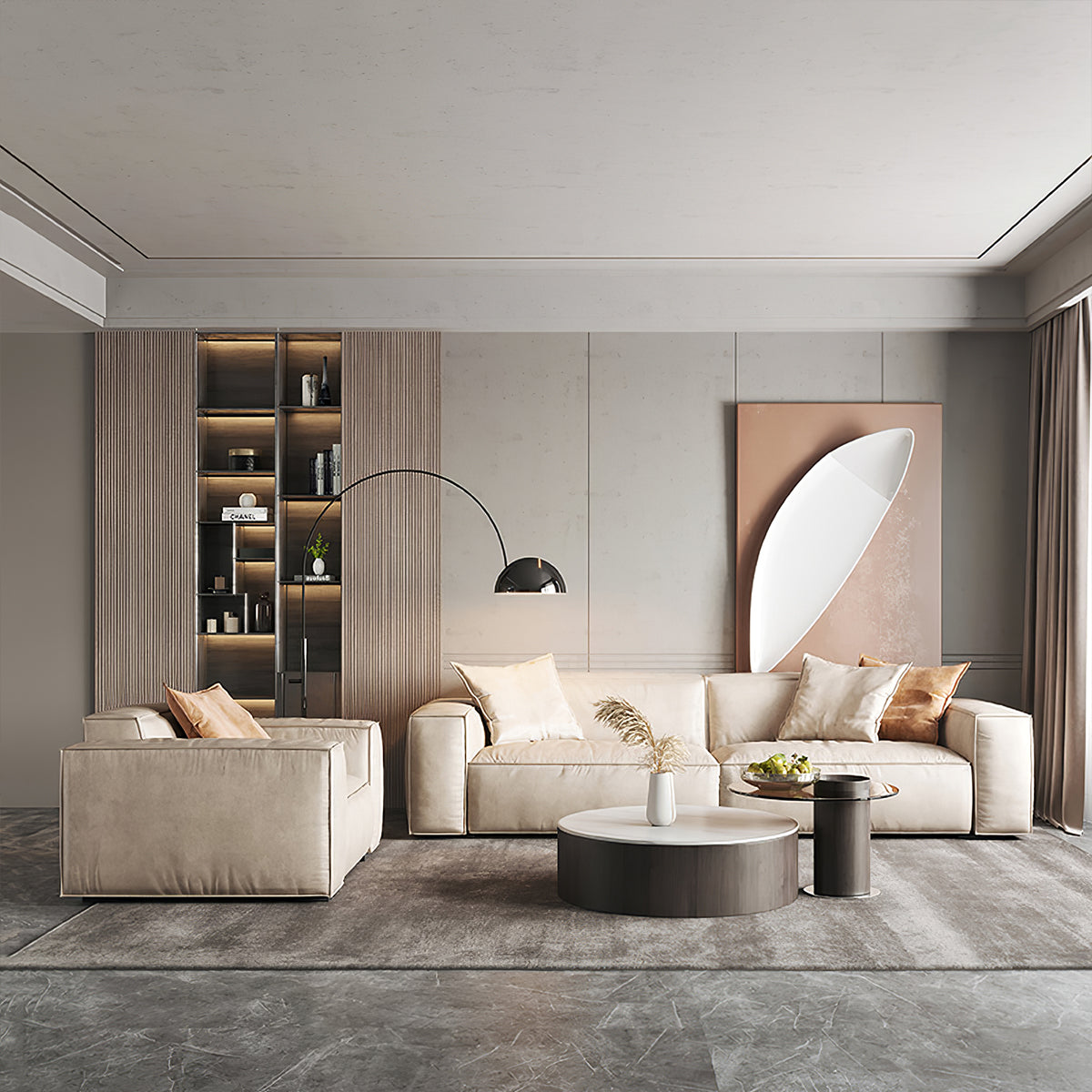 Modern Sofa with Armrests & High-Density Foam for Living Room
