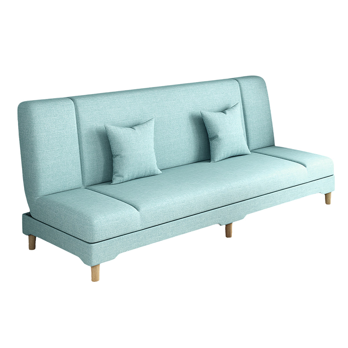 Sleeper sofa in blue color option with solid hardwood frame and folding design
