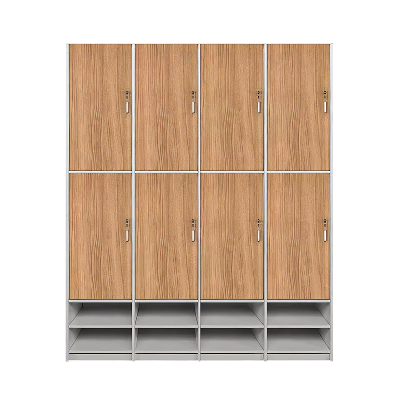 Storage Cabinet-2, Natural With Shoe Layer 2 levels 4 columns 8 doors, Natural finish, for office storage space, office storage furniture