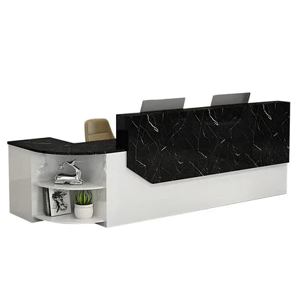 L-Shaped Reception Desk 55–126 in Wide, Two-Tone