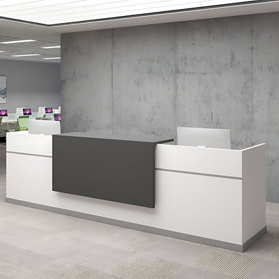Straight Reception Desk 59–157 in Wide, Two-Tone