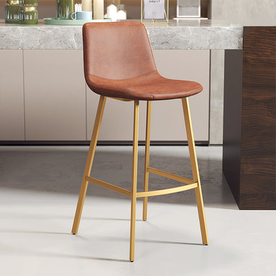 Bar Stool 18 in Wide with Leather & Gold Frame