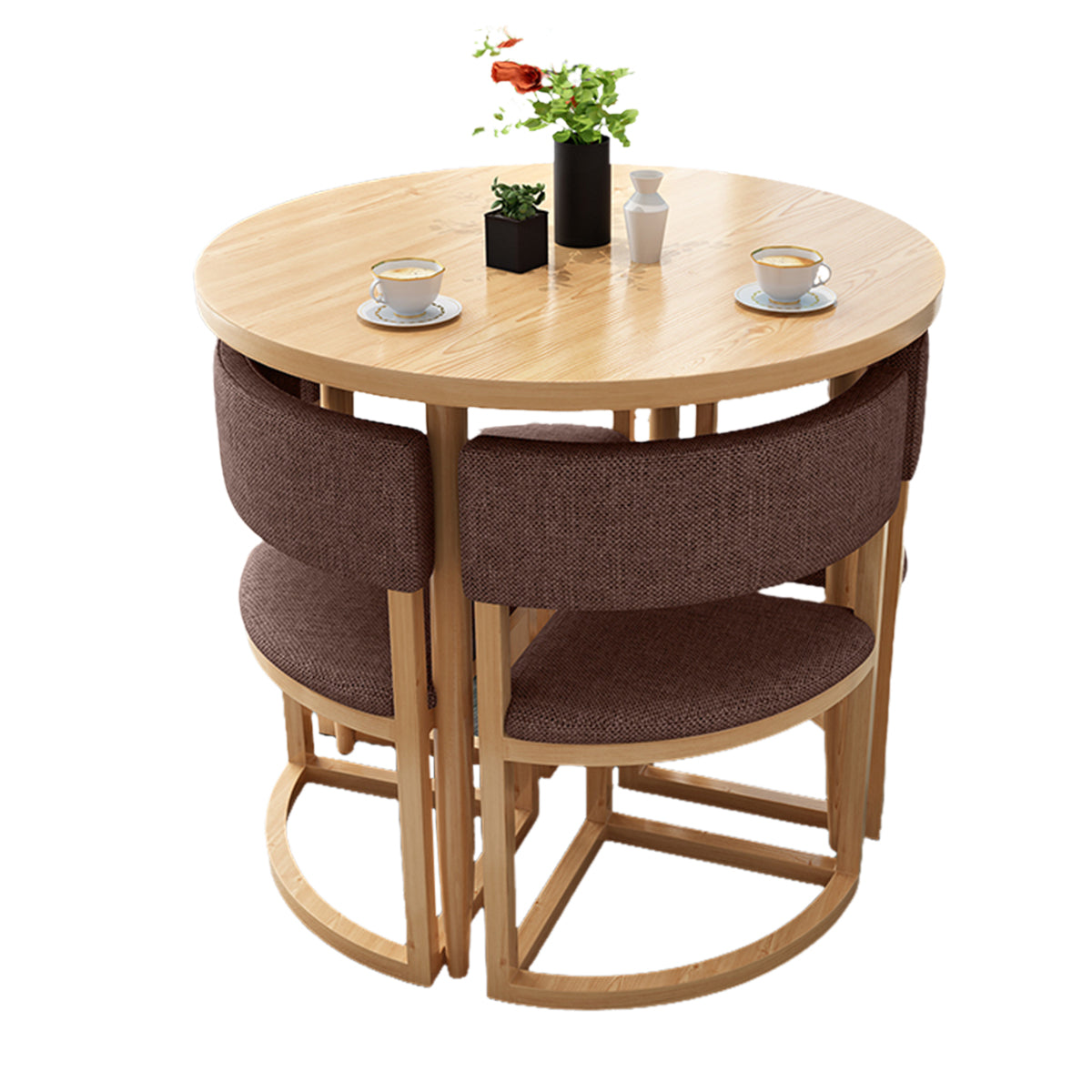 4-Seater Reception 31" Table and Chair Set with Space-Saving Design