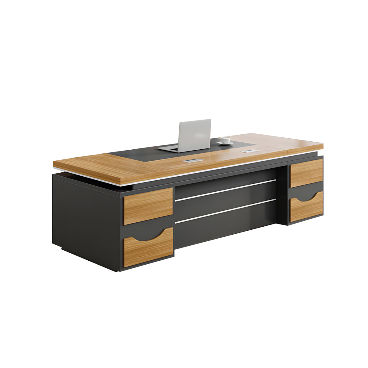 Walnut L-Shaped Executive Desk 71–94 in Wide