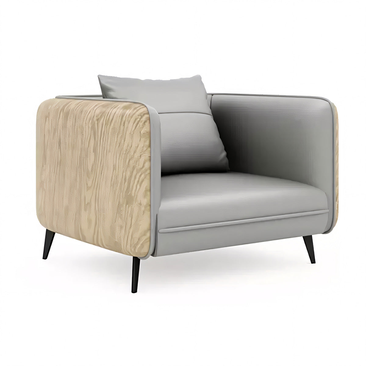 Sofa, Light Gray Leather L32" × W30" × H30" sofa, Light Gray finish, for reception area or front office, commercial reception furniture