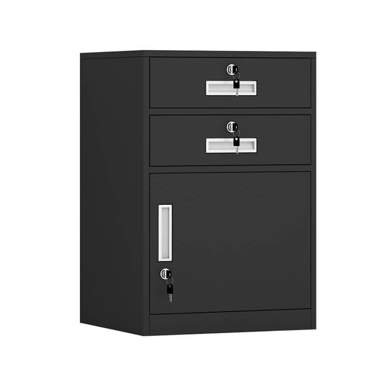 File Cabinet, 2 draw 1 door Black, Black finish, L17" x W15" x H26", for executive office workspace, modern executive office furniture