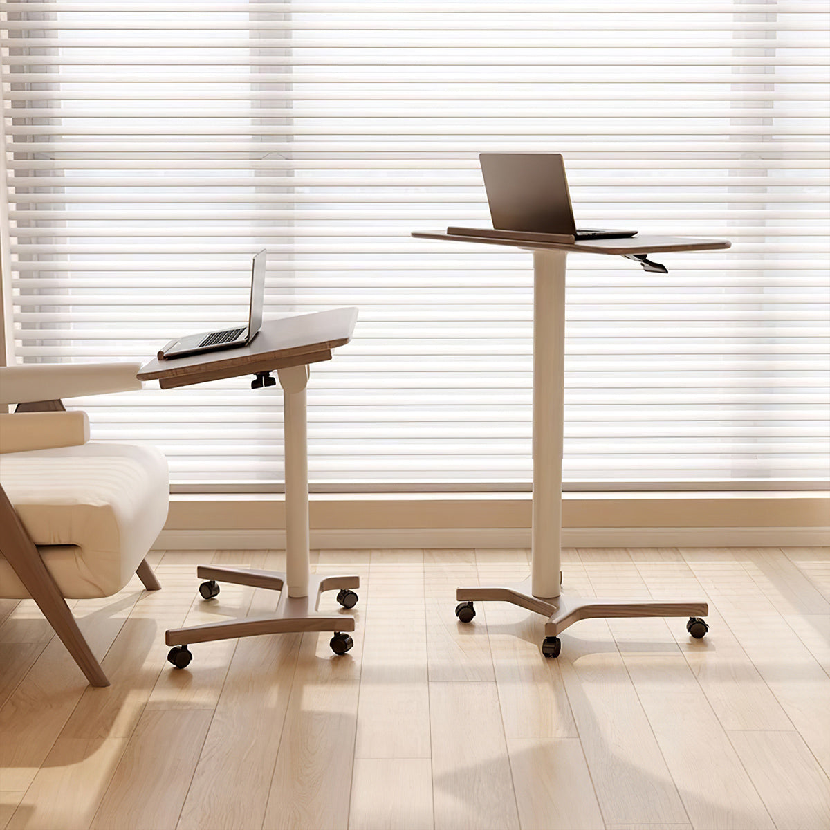 Folding Sit-Stand Desk 24–32 in Wide on Casters