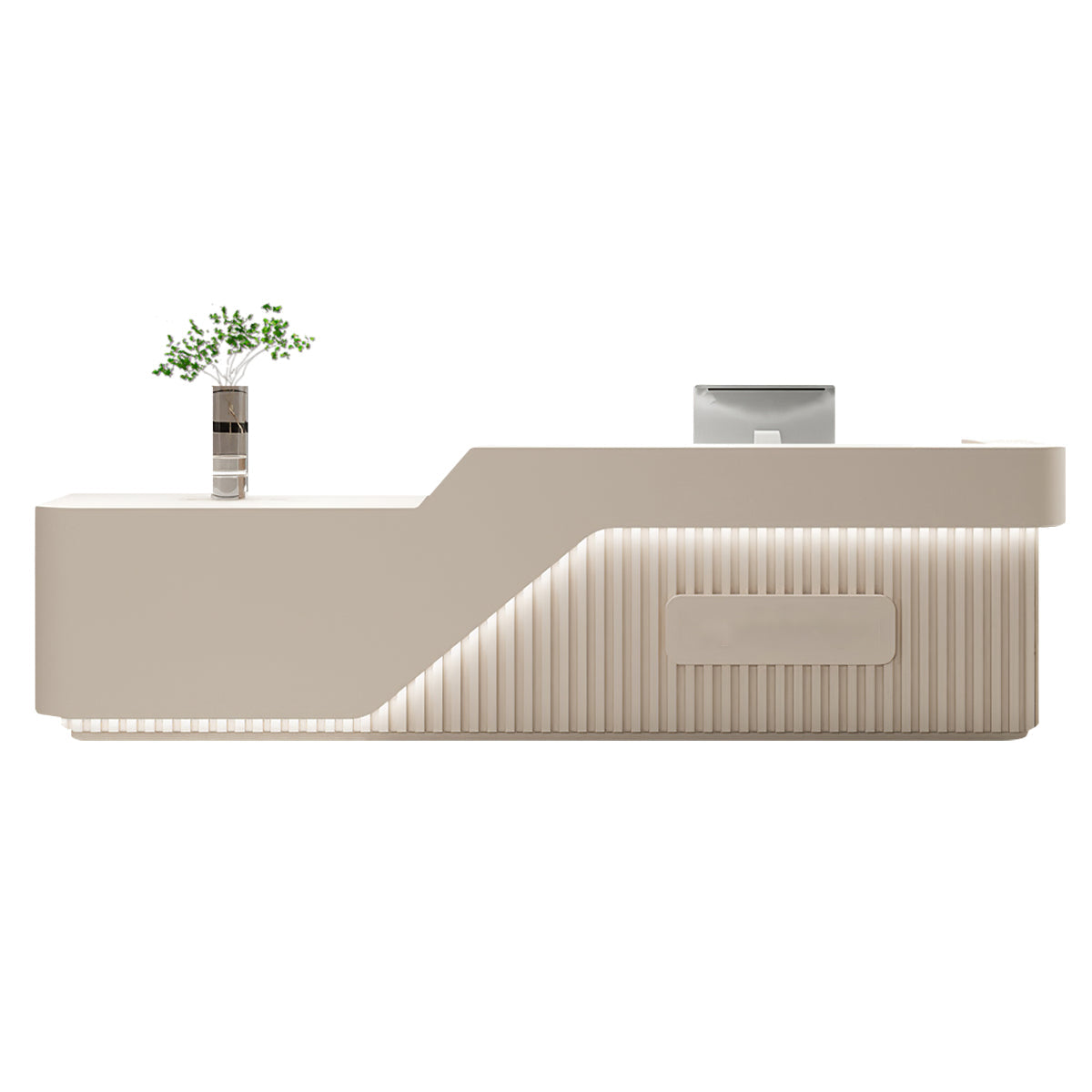 Slatted Reception Desk 47–142 in Wide with LED