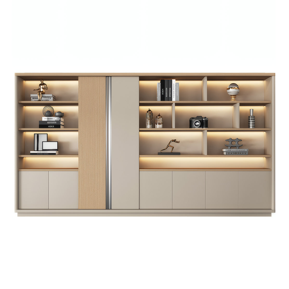 Storage Cabinet, variant product view, Modern Light Luxury Storage Cabinet With Ample Storage & Dedicated Wardrobe finish, L126" x W16" x H79", for...