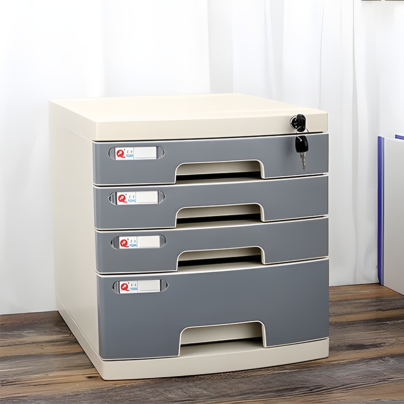 File Cabinet, Medium 4 layers Grey, Grey finish, for executive office workspace, modern executive office furniture