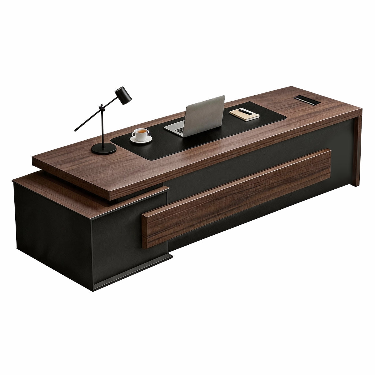 Modern L-Shaped Executive Desk 21–134 in Wide with Cable Management, Built-In Power Outlets, File Drawers & for Home Office