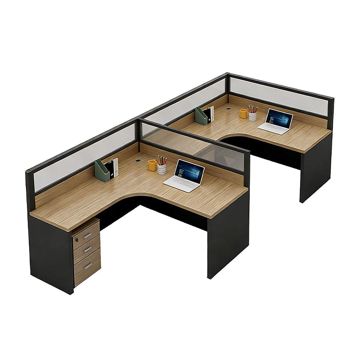 Modern Minimalist Office Desk – Two-Tone Office Workstation with Cable Management – source image 21