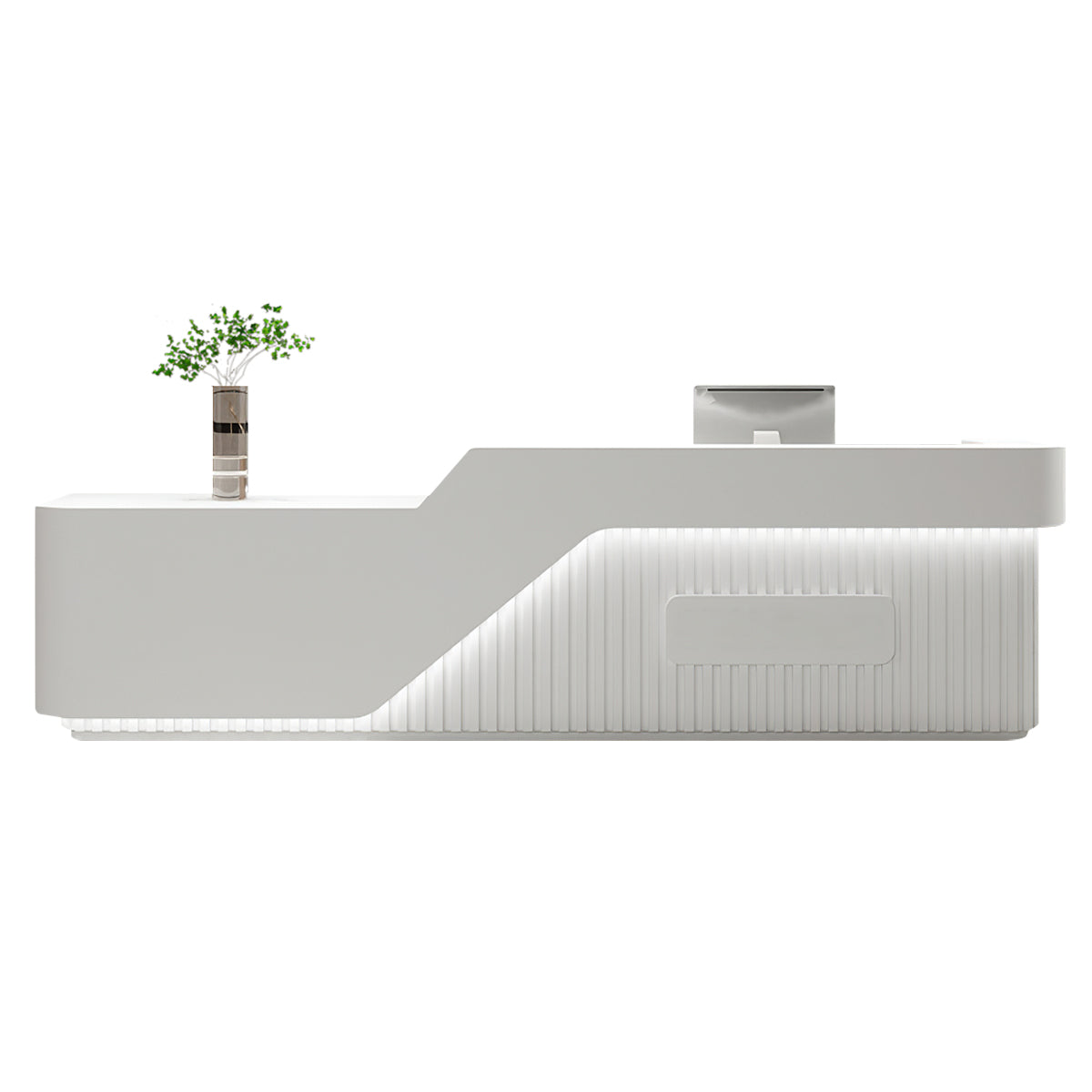 Slatted Reception Desk 47–142 in Wide with LED