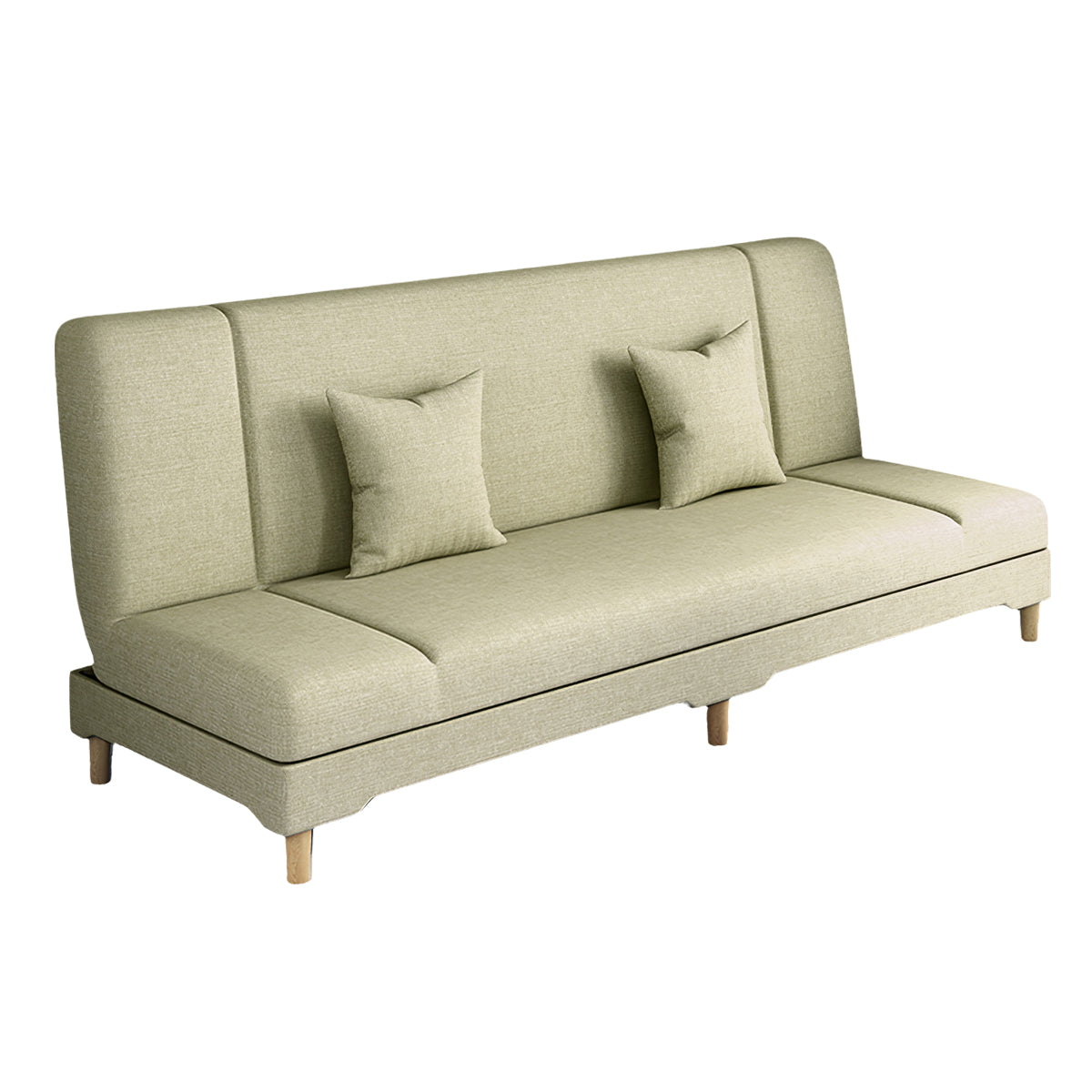 Sleeper sofa in khaki color option with solid hardwood frame and folding design