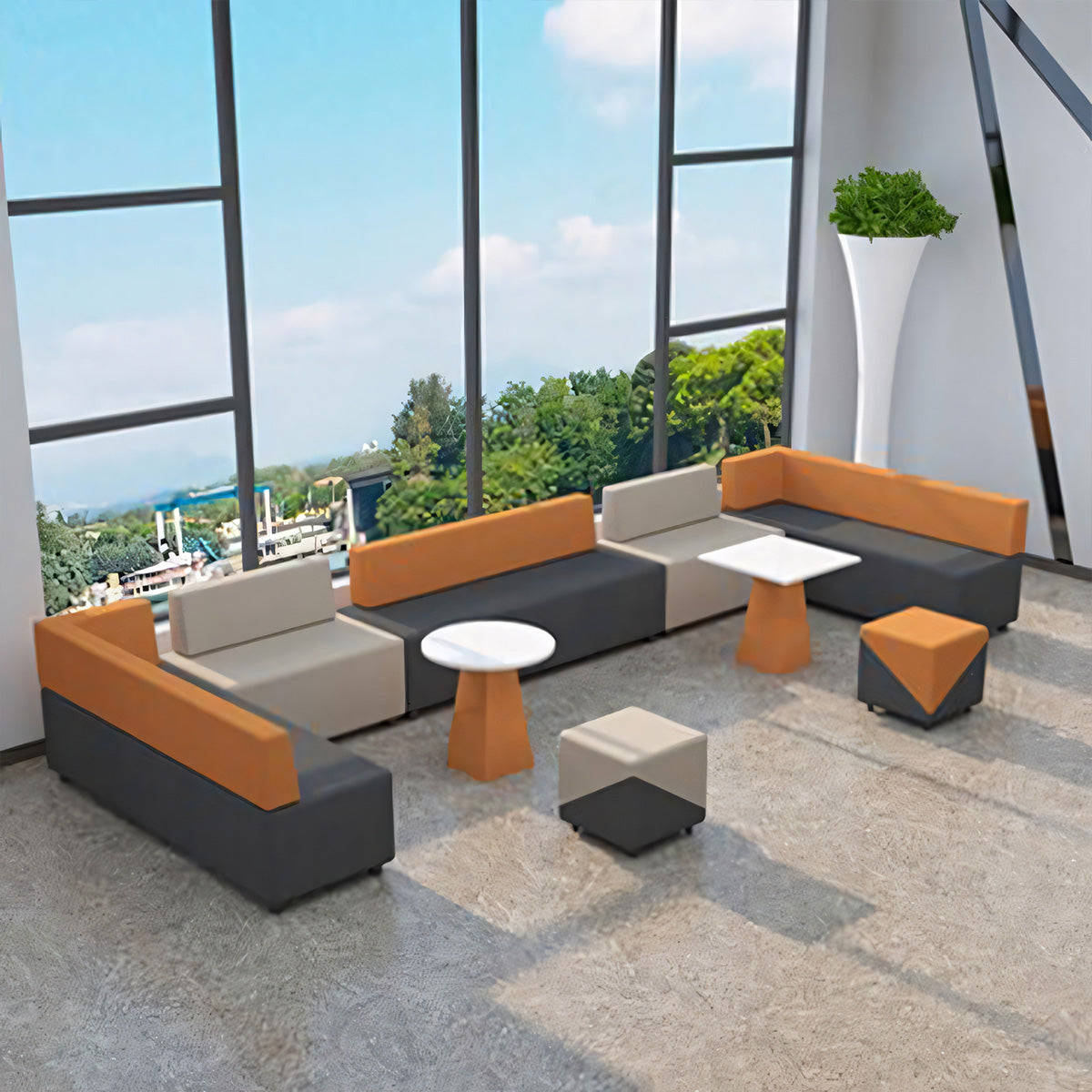 Sofa, product detail view, for reception area or front office, commercial reception furniture