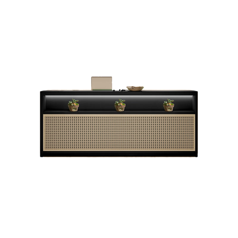 Rattan-Front Reception Desk 39–102 in Wide