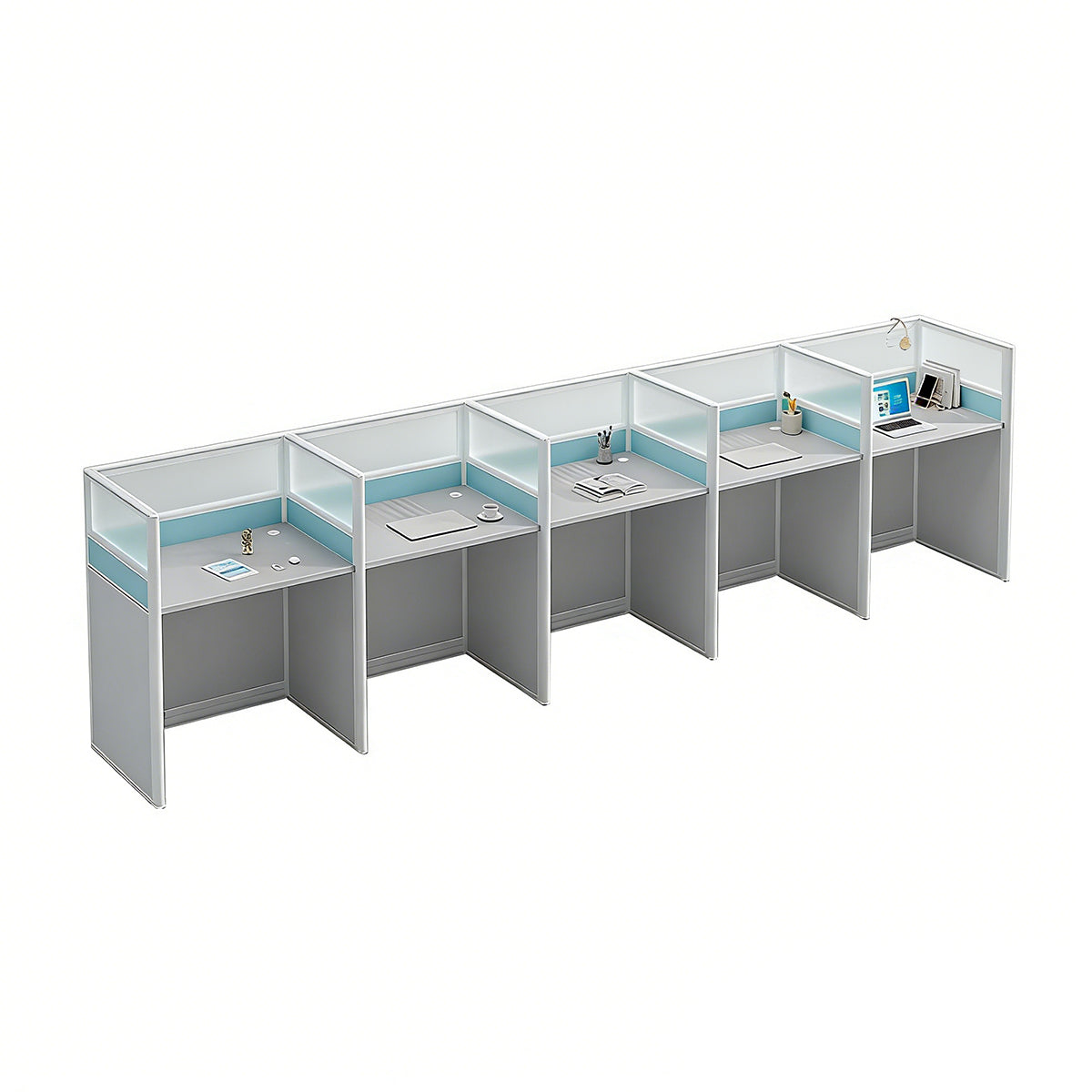 Modular Workstations & Desks-1, 5-Person, L165" x W26" x H43", for executive office workspace, modern executive office furniture