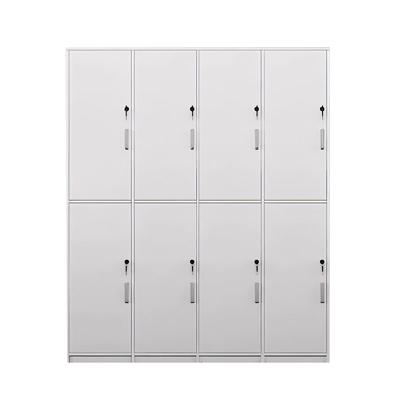 Storage Cabinet-2, All White Without Shoe Layer 2 levels 4 columns 8 doors, All White finish, for office storage space, office storage furniture