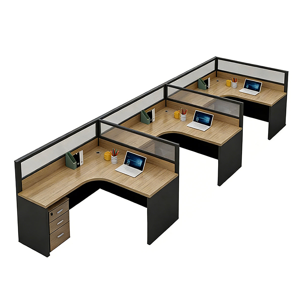Modern Minimalist Office Desk – Two-Tone Office Workstation with Cable Management – source image 22