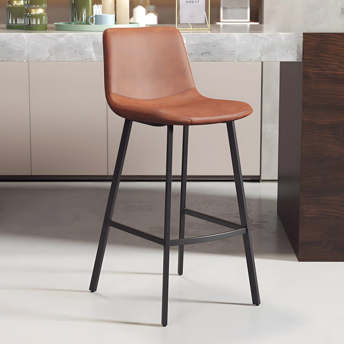 Adjustable Bar Stool with Backrest & Footrest for Kitchen Island