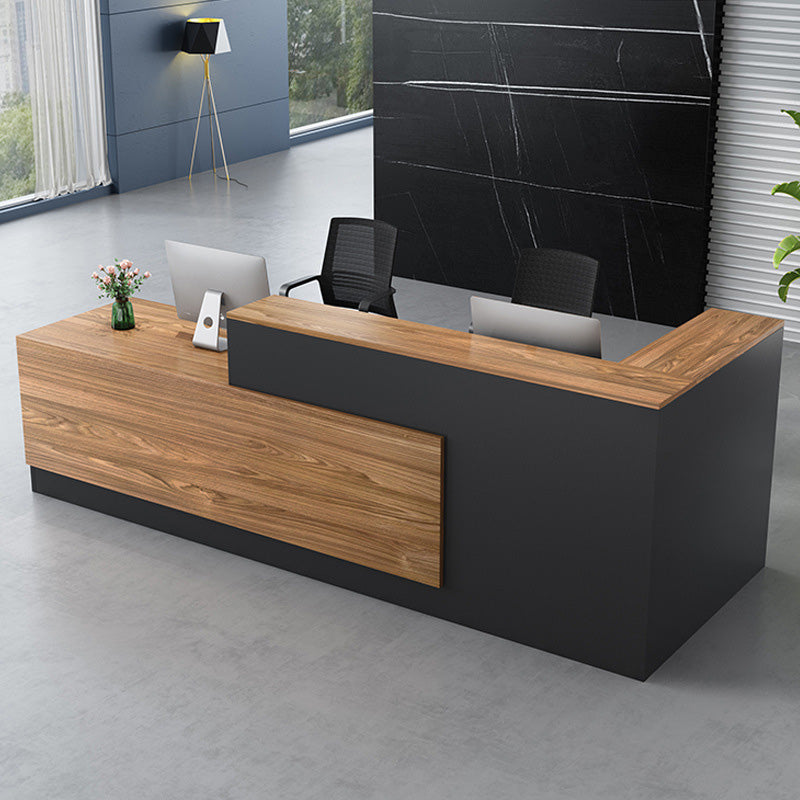 Reception Desk, front and side view, for reception area or front office, commercial reception furniture