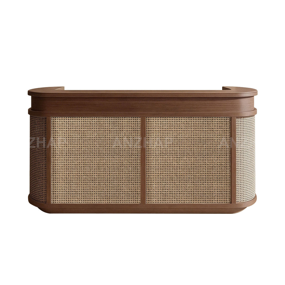 Curved Rattan Reception Desk 47–118 in Wide