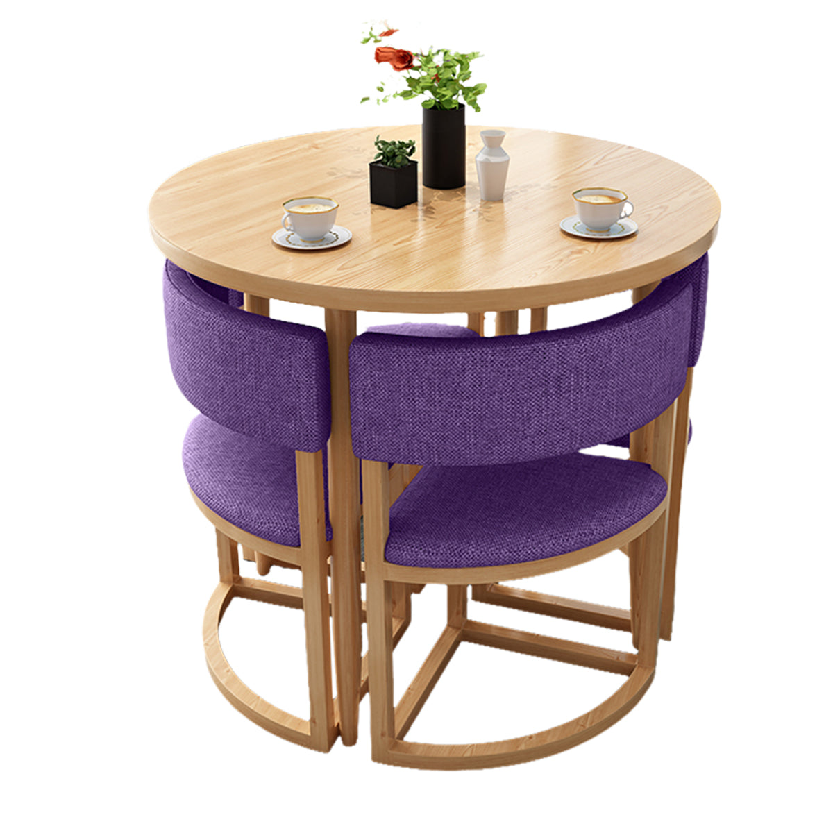 4-Seater Reception 31" Table and Chair Set with Space-Saving Design