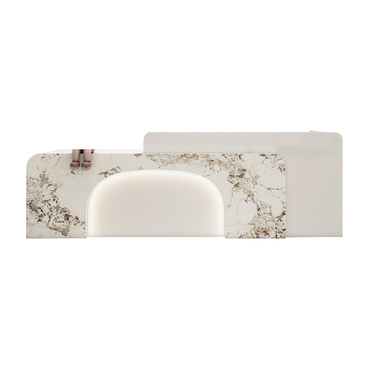 Lacquered Curved Reception Desk 47–138 in Wide