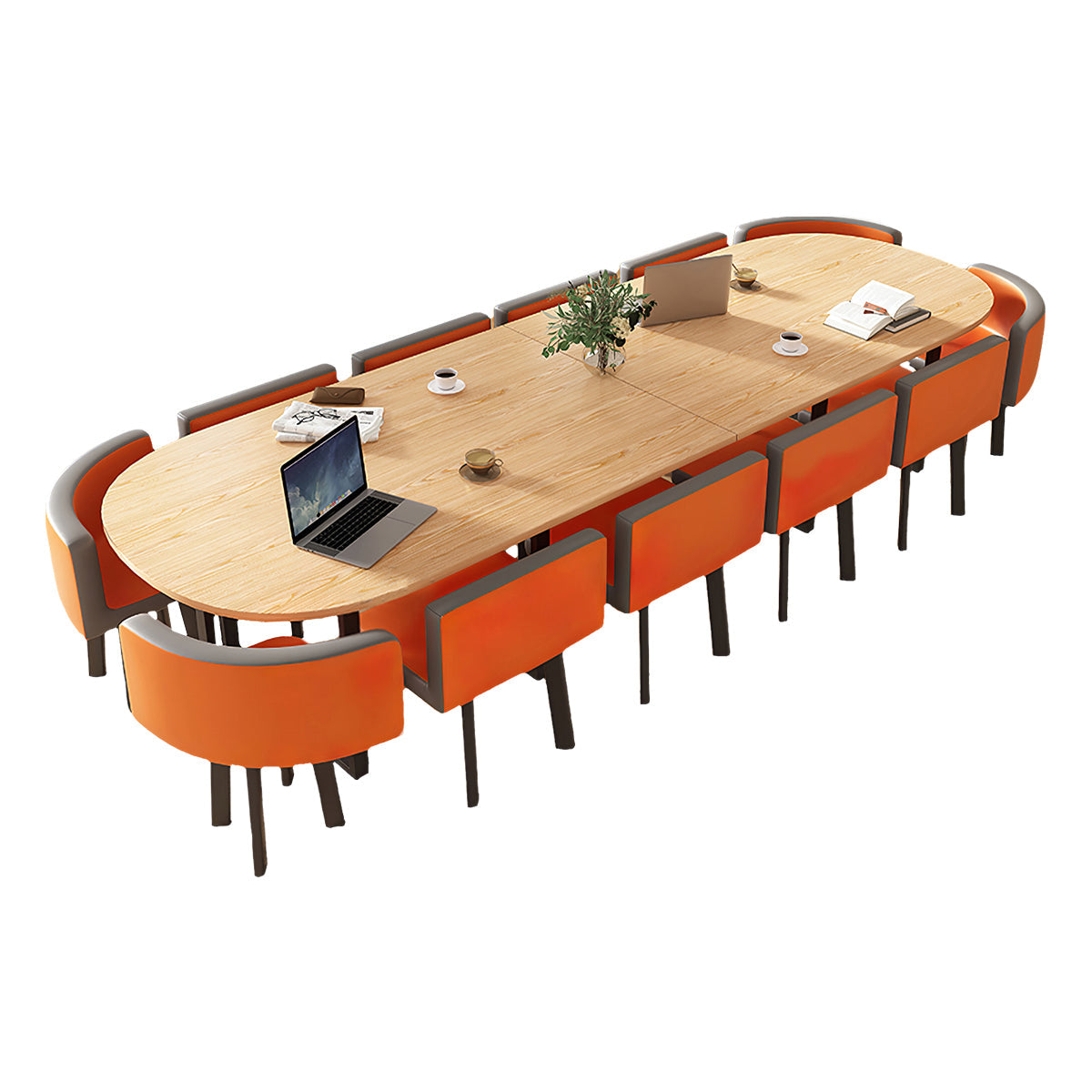 Minimalist Oval Conference Table and Chair Set for Meeting Room – source image 23