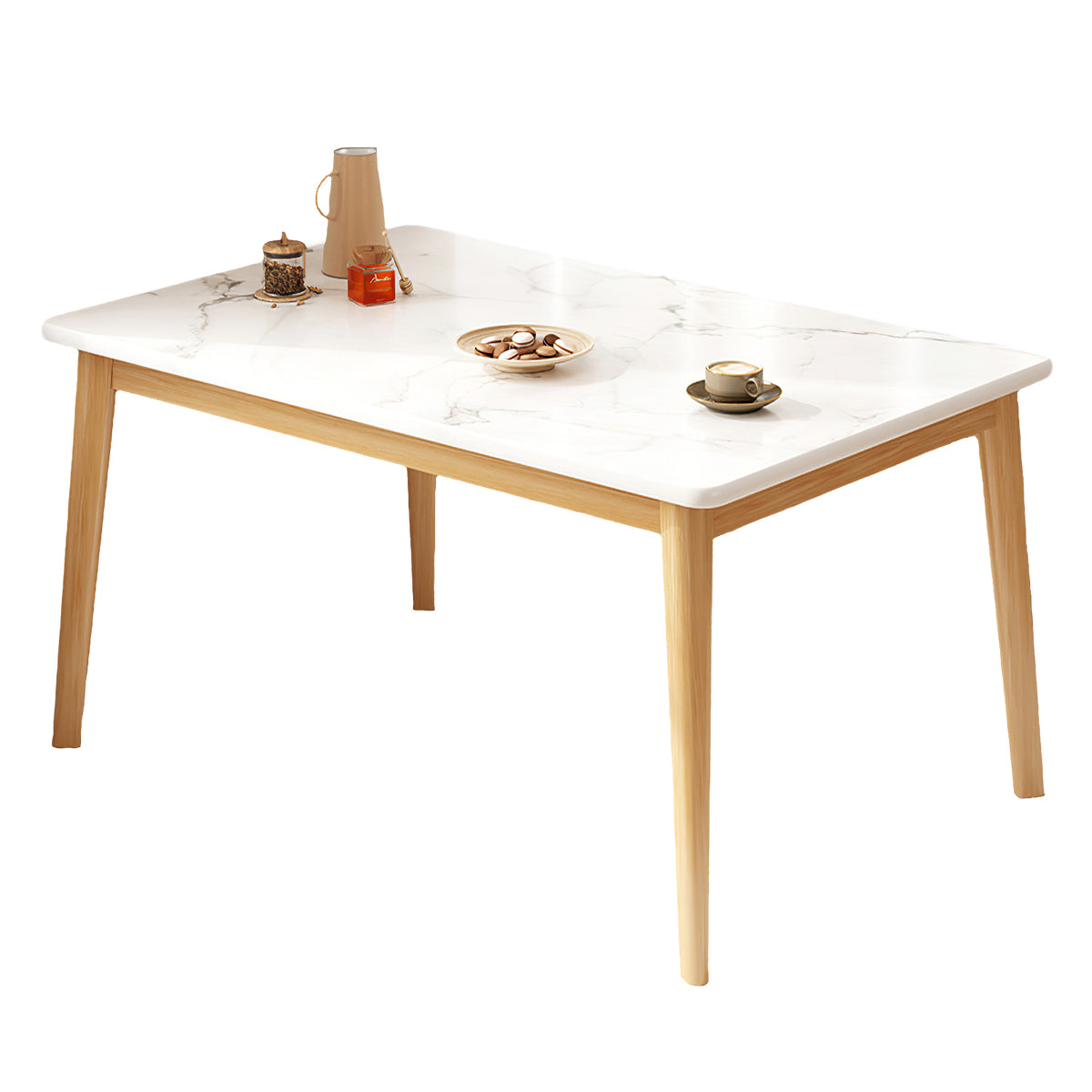 Dining Table with Backrest, Solid Wood & Space-Saving for Dining Room