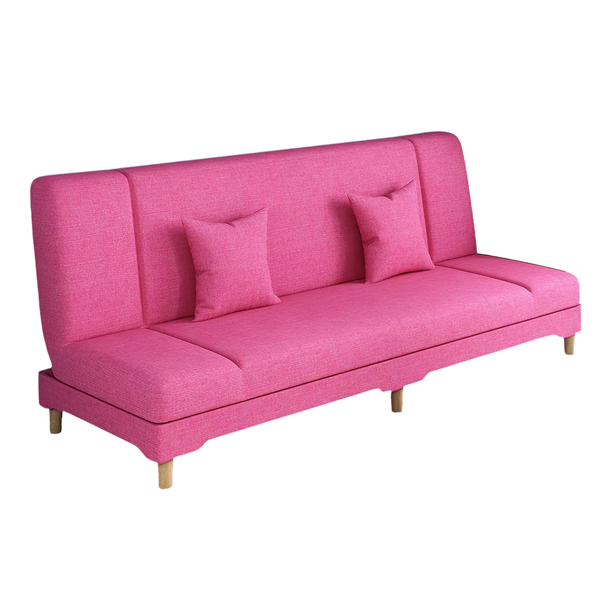 Sleeper sofa in rose red color option with solid hardwood frame and folding design