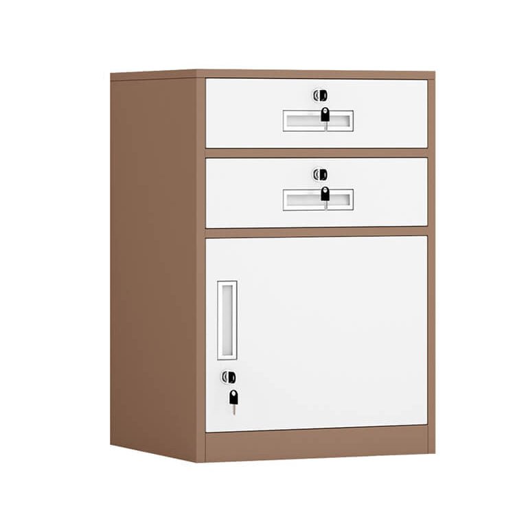 File Cabinet, 2 draw 1 door Curry over white, Curry Over White finish, L17" x W15" x H26", for office workspace, executive office furniture
