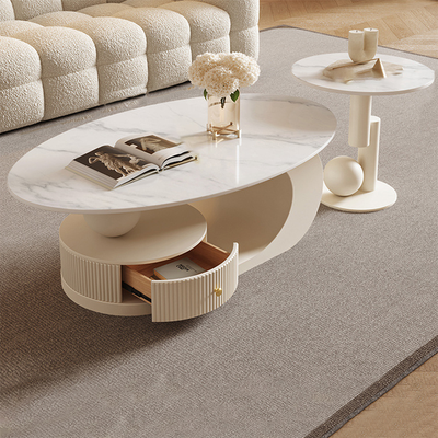 Oval Sintered-Stone Coffee Table 39–51 in Wide
