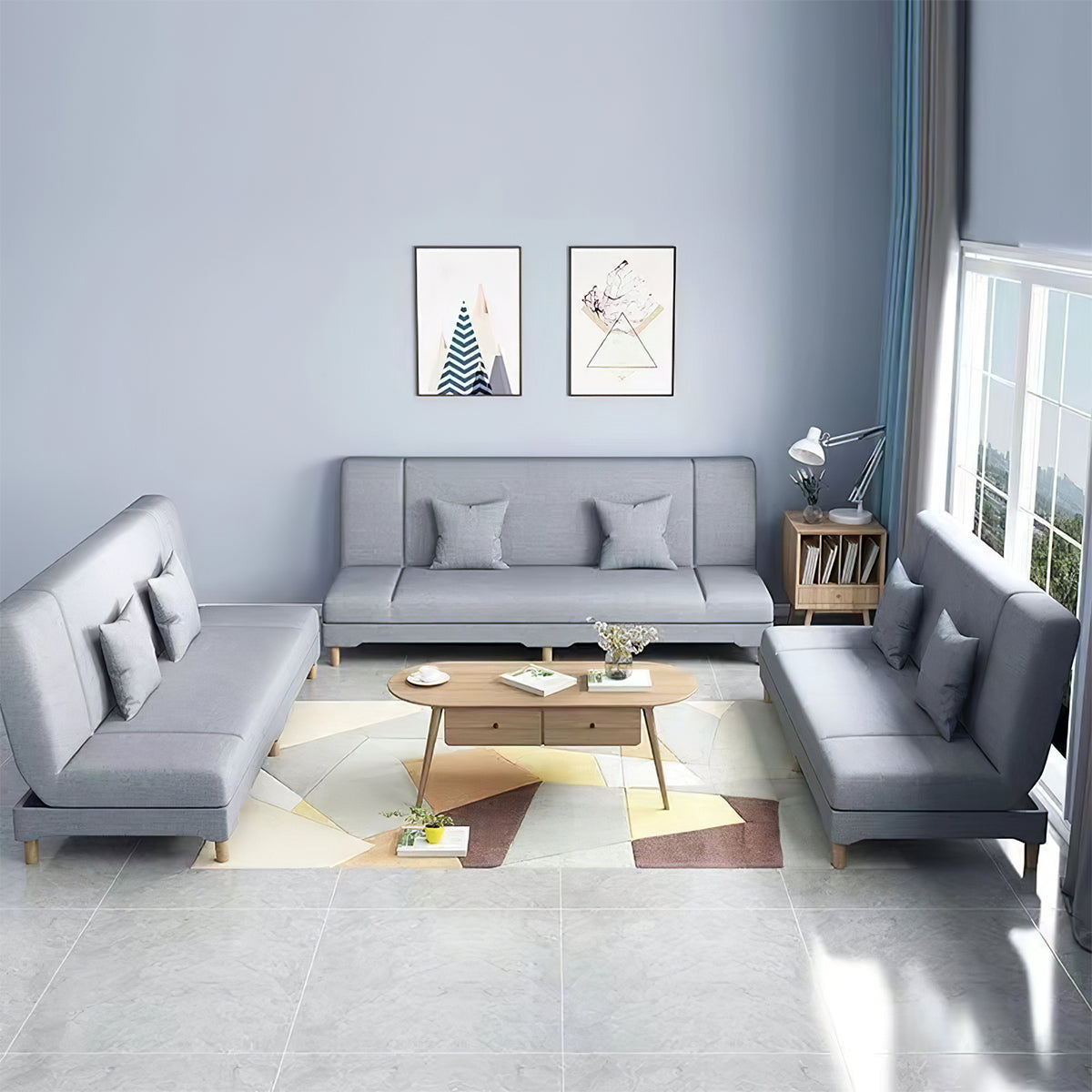 Sleeper sofa detail close-up with folding design