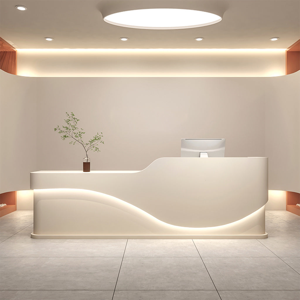 Wavy Reception Desk 71–142 in Wide, LED Strip
