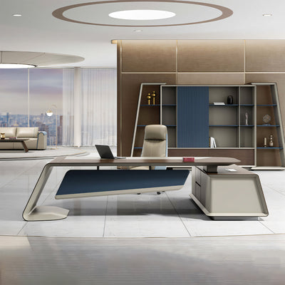 Walnut Executive Desk 94–126 in Wide