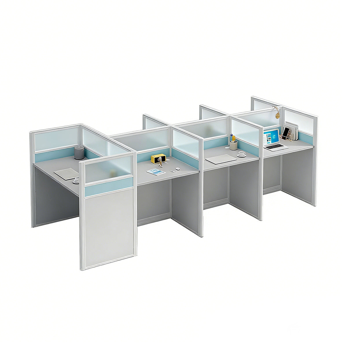 Modular Workstations & Desks-1, 7-Person, L124" x W51" x H43", for executive office workspace, modern executive office furniture