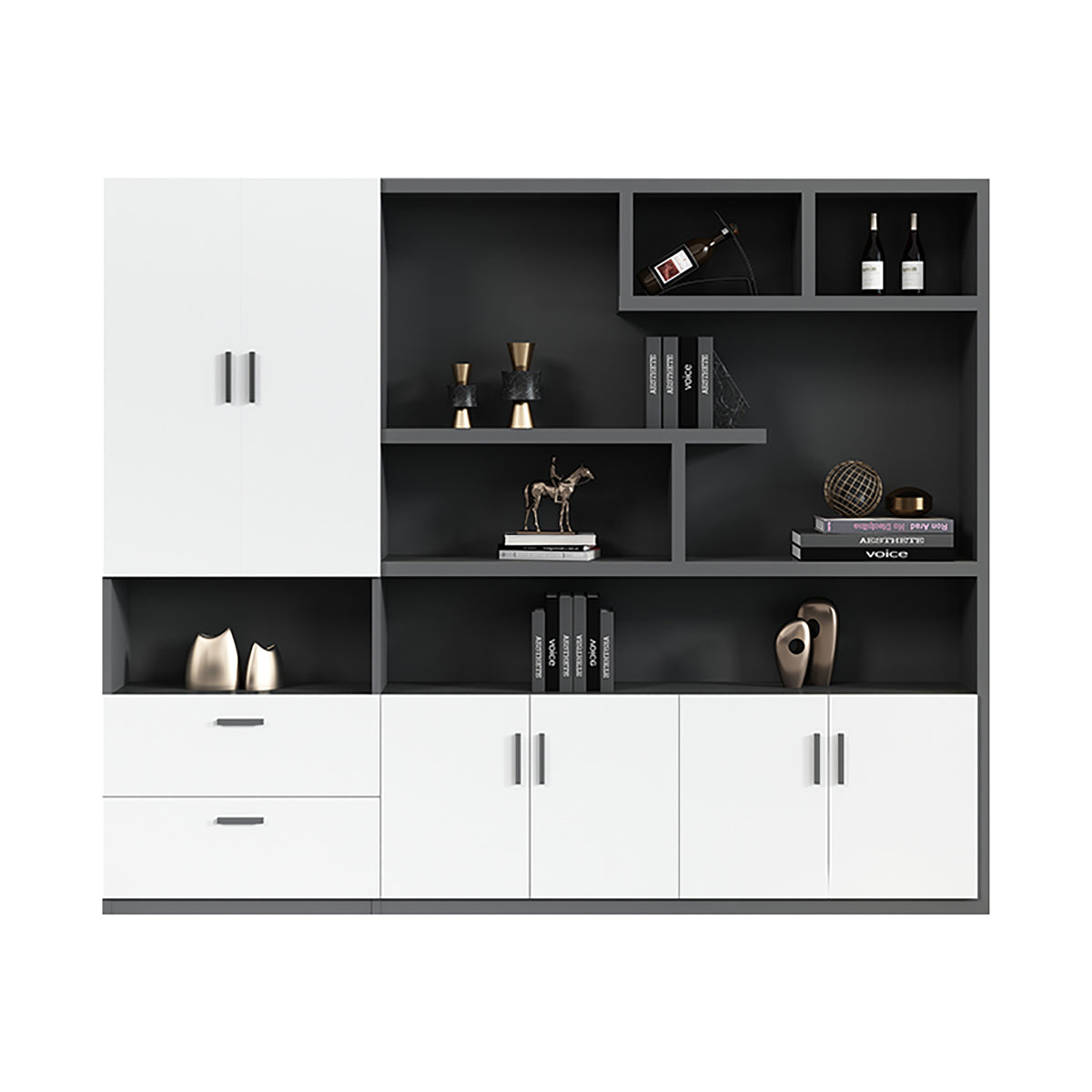 Two-Tone L-Shaped Executive Desk 71–118 in Wide
